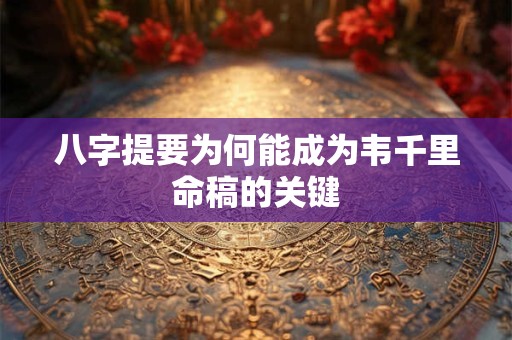 八字提要为何能成为韦千里命稿的关键