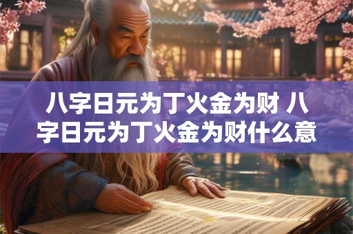 八字日元为丁火金为财 八字日元为丁火金为财什么意思