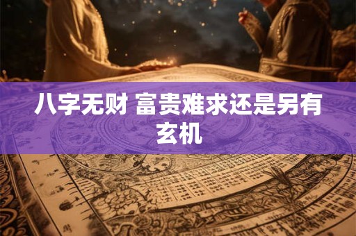 八字无财 富贵难求还是另有玄机