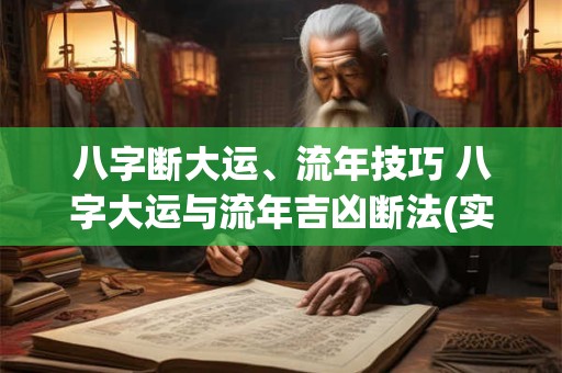 八字断大运、流年技巧 八字大运与流年吉凶断法(实用篇) 八字断大运、流年技巧 八字大运与流年吉凶断法(实用篇)