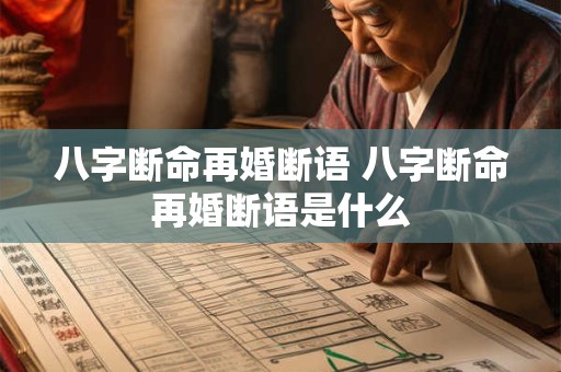 八字断命再婚断语 八字断命再婚断语是什么