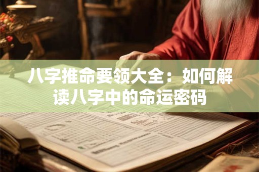 八字推命要领大全：如何解读八字中的命运密码