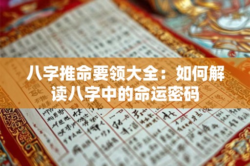 八字推命要领大全：如何解读八字中的命运密码