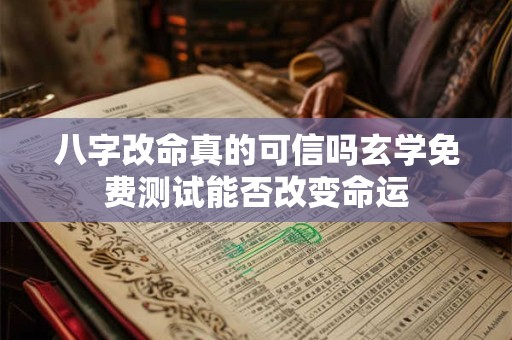 八字改命真的可信吗玄学免费测试能否改变命运 八字改命真的可信吗玄学免费测试能否改变命运