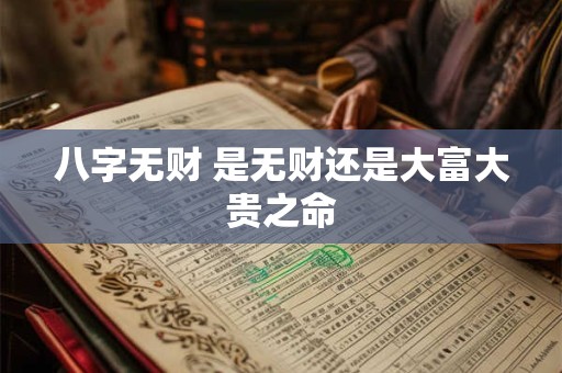 八字无财 是无财还是大富大贵之命