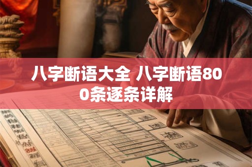 八字断语大全 八字断语800条逐条详解