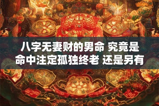 八字无妻财的男命 究竟是命中注定孤独终老 还是另有玄机