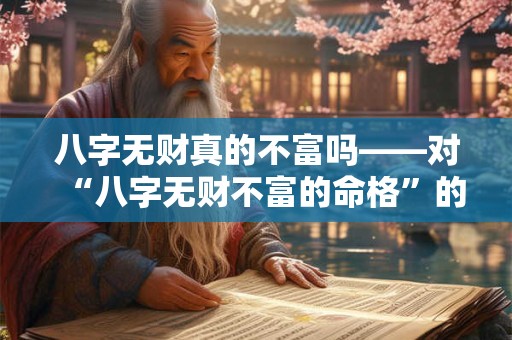 八字无财真的不富吗——对“八字无财不富的命格”的疑问