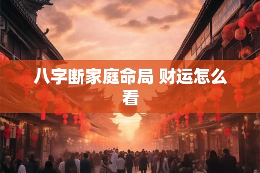 八字断家庭命局 财运怎么看