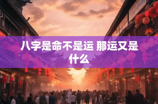 八字是命不是运 那运又是什么