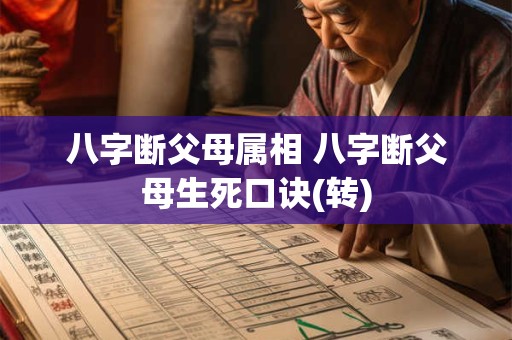 八字断父母属相 八字断父母生死口诀(转)