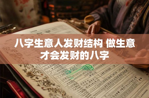 八字生意人发财结构 做生意才会发财的八字