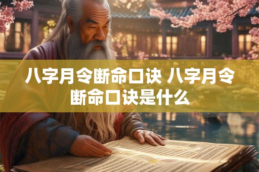 八字月令断命口诀 八字月令断命口诀是什么