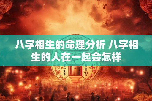 八字相生的命理分析 八字相生的人在一起会怎样