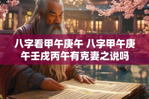 八字看甲午庚午 八字甲午庚午壬戌丙午有克妻之说吗 八字看甲午庚午 八字甲午庚午壬戌丙午有克妻之说吗