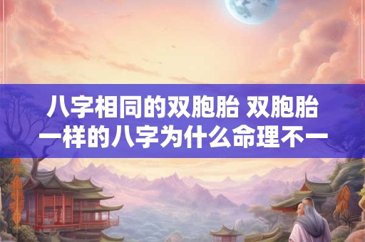 八字相同的双胞胎 双胞胎一样的八字为什么命理不一样