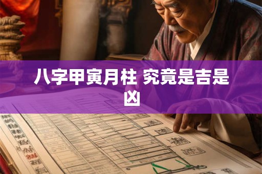 八字甲寅月柱 究竟是吉是凶