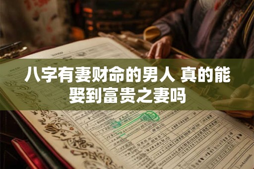 八字有妻财命的男人 真的能娶到富贵之妻吗