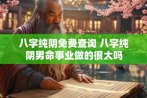 八字纯阴免费查询 八字纯阴男命事业做的很大吗