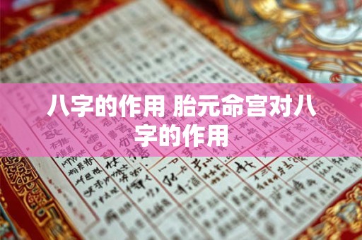 八字的作用 胎元命宫对八字的作用
