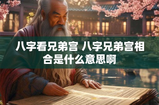 八字看兄弟宫 八字兄弟宫相合是什么意思啊