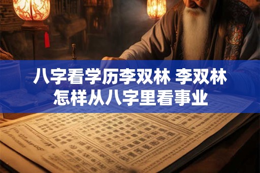 八字看学历李双林 李双林怎样从八字里看事业