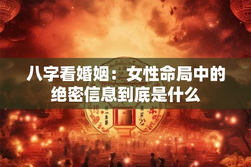 八字看婚姻：女性命局中的绝密信息到底是什么