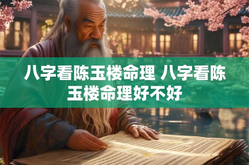 八字看陈玉楼命理 八字看陈玉楼命理好不好