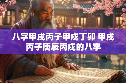 八字甲戌丙子甲戌丁卯 甲戌丙子庚辰丙戌的八字