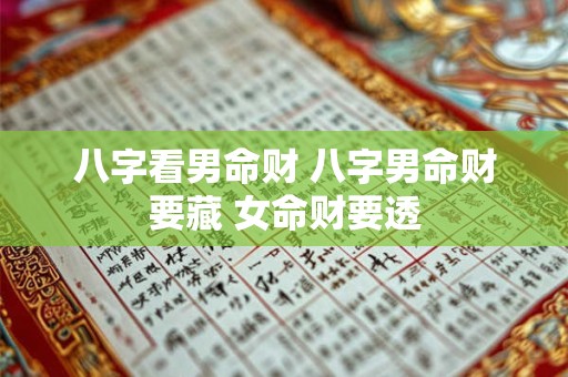 八字看男命财 八字男命财要藏 女命财要透