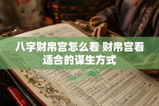 八字财帛宫怎么看 财帛宫看适合的谋生方式