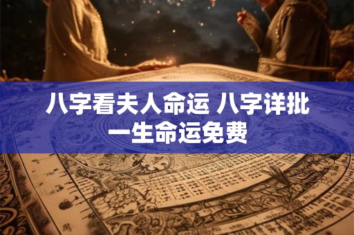 八字看夫人命运 八字详批一生命运免费