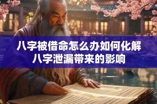 详细阅读:八字被借命怎么办如何化解八字泄漏带来的影响 八字被借命怎么办如何化解八字泄漏带来的影响