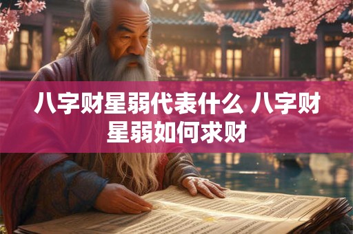八字财星弱代表什么 八字财星弱如何求财