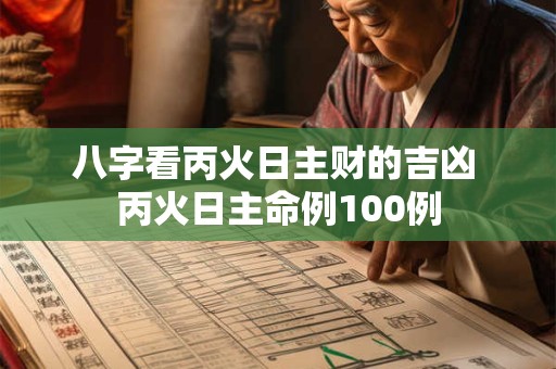 八字看丙火日主财的吉凶 丙火日主命例100例