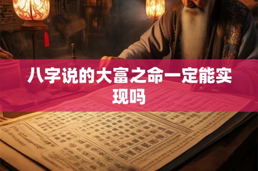 八字说的大富之命一定能实现吗 八字说的大富之命一定能实现吗