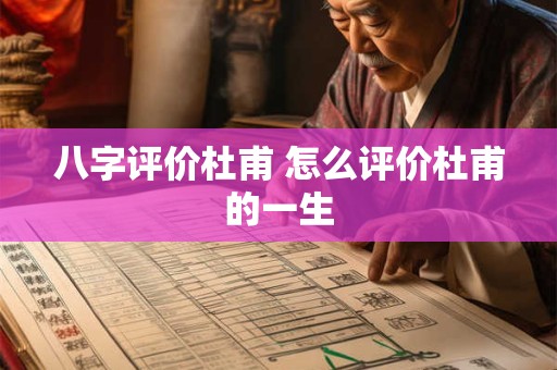 八字评价杜甫 怎么评价杜甫的一生