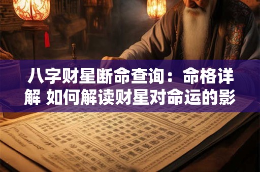 八字财星断命查询:命格详解 如何解读财星对命运的影响 八字财星断命查询:命格详解 如何解读财星对命运的影响