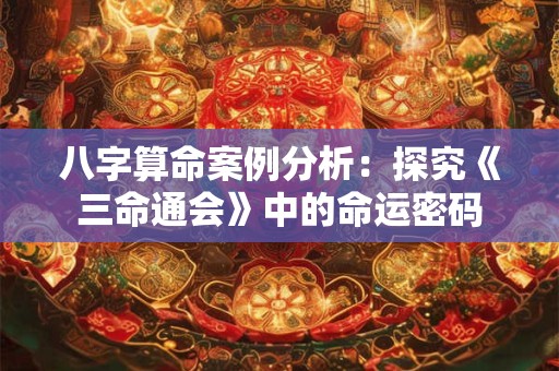 八字算命案例分析：探究《三命通会》中的命运密码