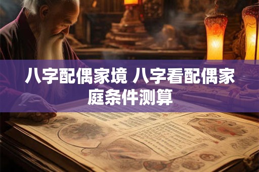 八字配偶家境 八字看配偶家庭条件测算
