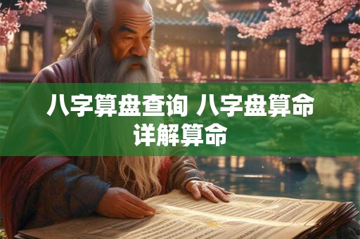 八字算盘查询 八字盘算命详解算命
