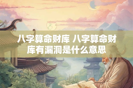 八字算命财库 八字算命财库有漏洞是什么意思
