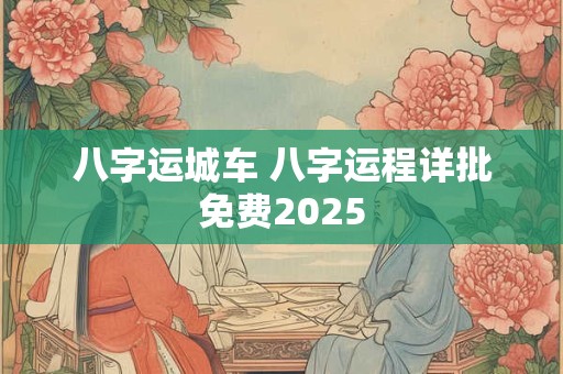 八字运城车 八字运程详批免费2026