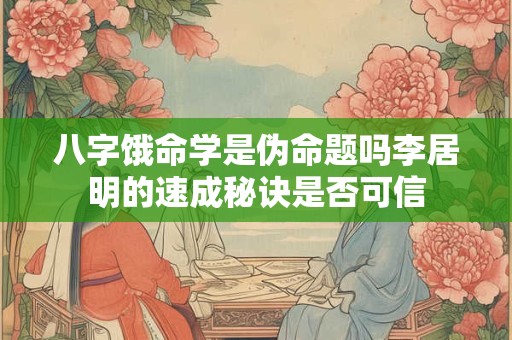 八字饿命学是伪命题吗李居明的速成秘诀是否可信