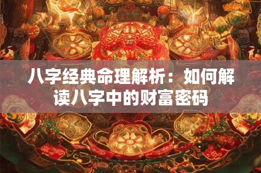 八字经典命理解析：如何解读八字中的财富密码