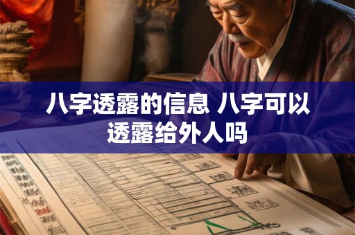 八字透露的信息 八字可以透露给外人吗