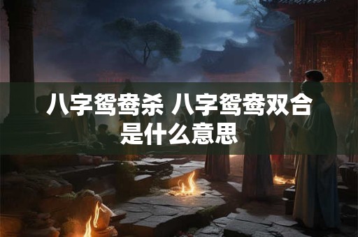 详细阅读:八字鸳鸯杀 八字鸳鸯双合是什么意思 八字鸳鸯杀 八字鸳鸯双合是什么意思