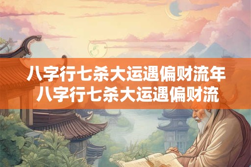 八字行七杀大运遇偏财流年 八字行七杀大运遇偏财流年会怎样