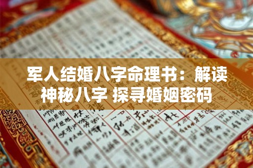 军人结婚八字命理书:解读神秘八字 探寻婚姻密码 军人结婚八字命理书:解读神秘八字 探寻婚姻密码