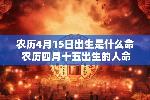 详细阅读:农历4月15日出生是什么命 农历四月十五出生的人命好吗 命运如何 农历4月15日出生是什么命 农历四月十五出生的人命好吗 命运如何